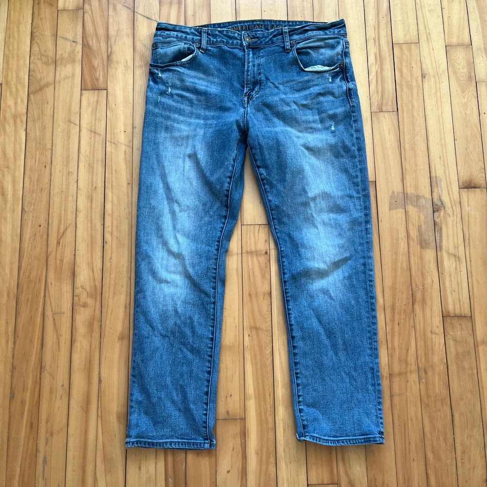 American Eagle Outfitters Original Straight Jeans Mens 36x30 Blue Flex Stretch